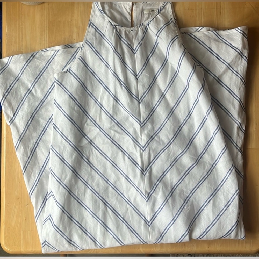 J. Crew White Maxi Dress with Blue Chevron Stripes - Picture 2 of 4